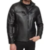 British Style Mens Black Leather Moto Jacket Main