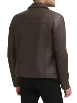 Brock Old School Brown Leather Jacket Back