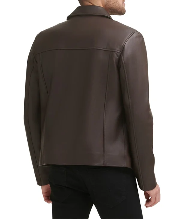 Brock Old School Brown Leather Jacket Back