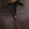 Brock Old School Brown Leather Jacket Collar