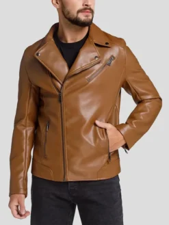 Brown Leather Motorcycle Jackets Pockets