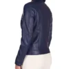 Cafe Racer Style Navy Blue Biker Jacket Womens Back
