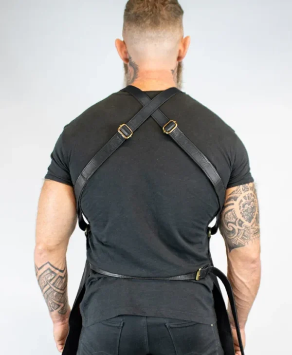 Cross Back Leather Apron Back