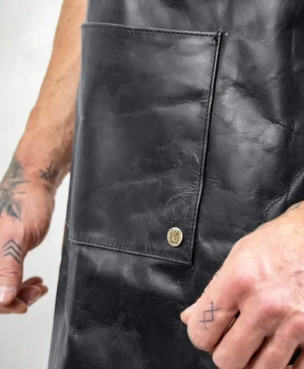 Cross Back Leather Apron Pockets