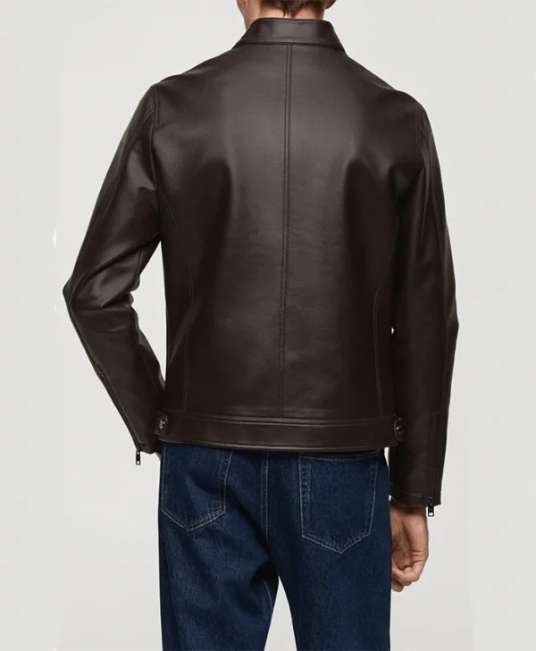 Daniel Mens Brown Leather Jacket Back