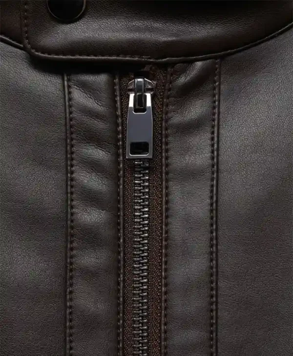 Daniel Mens Brown Leather Jacket Collar