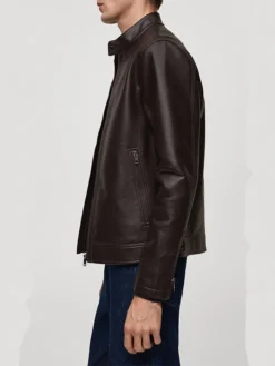 Daniel Mens Brown Leather Jacket Side