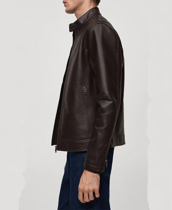 Daniel Mens Brown Leather Jacket Side