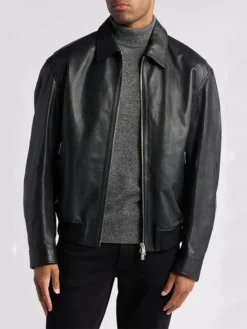 Davis Shirt Collar bomber leather jacket Main