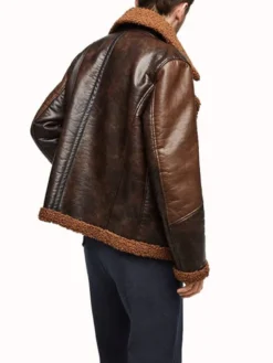 Dean Brown Shearling Leather Jacket Back