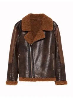 Dean Brown Shearling Leather Jacket Front
