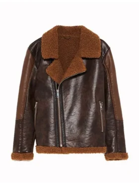 Dean Brown Shearling Leather Jacket Front