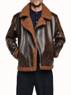 Dean Brown Shearling Leather Jacket Main