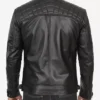 Decimal Mens Black Cafe Racer Jacket Back