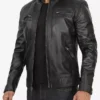 Decimal Mens Black Cafe Racer Jacket Main