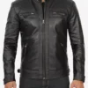 Decimal Mens Black Cafe Racer Jacket Zipper