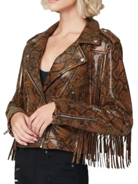 Hannah Snake Leather Jacket Side