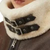 Isabel Women Brown Leather Shearling Jacket Cuffs