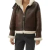 Isabel Women Brown Leather Shearling Jacket Main