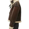 Isabel Women Brown Leather Shearling Jacket Side