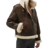 Isabel Women Brown Leather Shearling Jacket Zipper