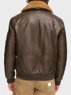 Ivor Fur Brown Leather Jacket Back