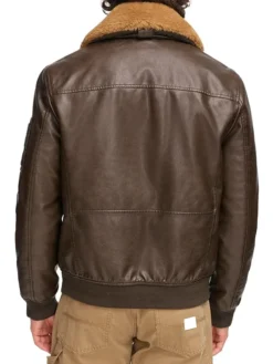 Ivor Fur Brown Leather Jacket Back