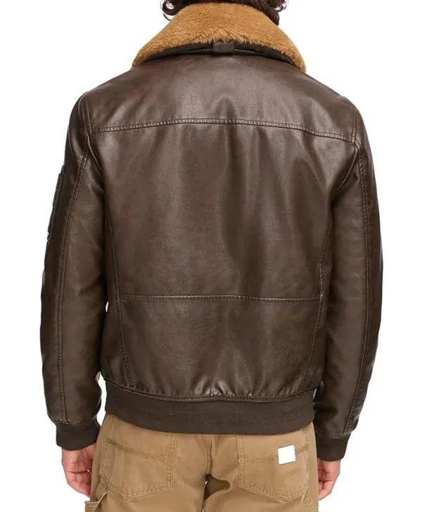 Ivor Fur Brown Leather Jacket Back