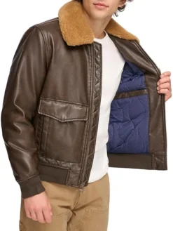 Ivor Fur Brown Leather Jacket Inner