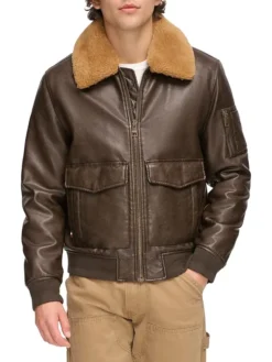 Ivor Fur Brown Leather Jacket Main