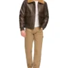 Ivor Fur Brown Leather Jacket Stand Up