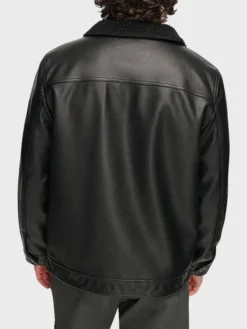Jack Mens Black Real leather jacket Back