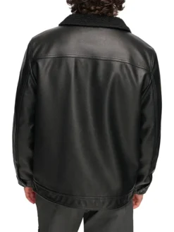 Jack Mens Black Real leather jacket Back
