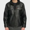 Jack Mens Black Real leather jacket Front