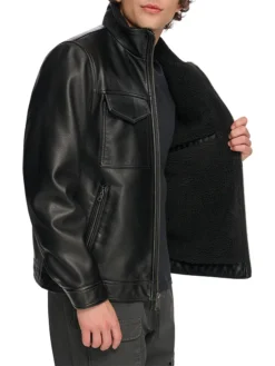 Jack Mens Black Real leather jacket Inner