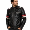 Vintage Cafe Racer Retro Leather Jacket