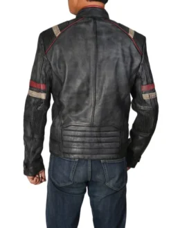 James Riding Leather Motorcycle Jacket For Men Back