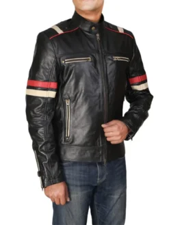 James Riding Leather Motorcycle Jacket For Men Side