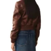 Jenna Brown Classic Collar Leather Jacket Back