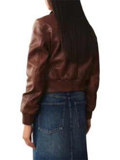 Jenna Brown Classic Collar Leather Jacket Back