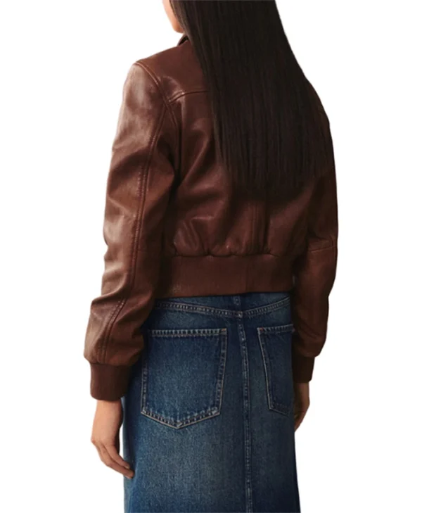 Jenna Brown Classic Collar Leather Jacket Back