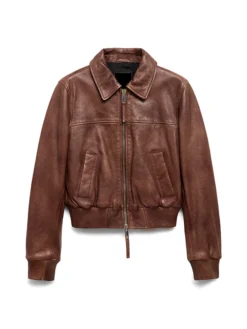 Jenna Brown Classic Collar Leather Jacket Main