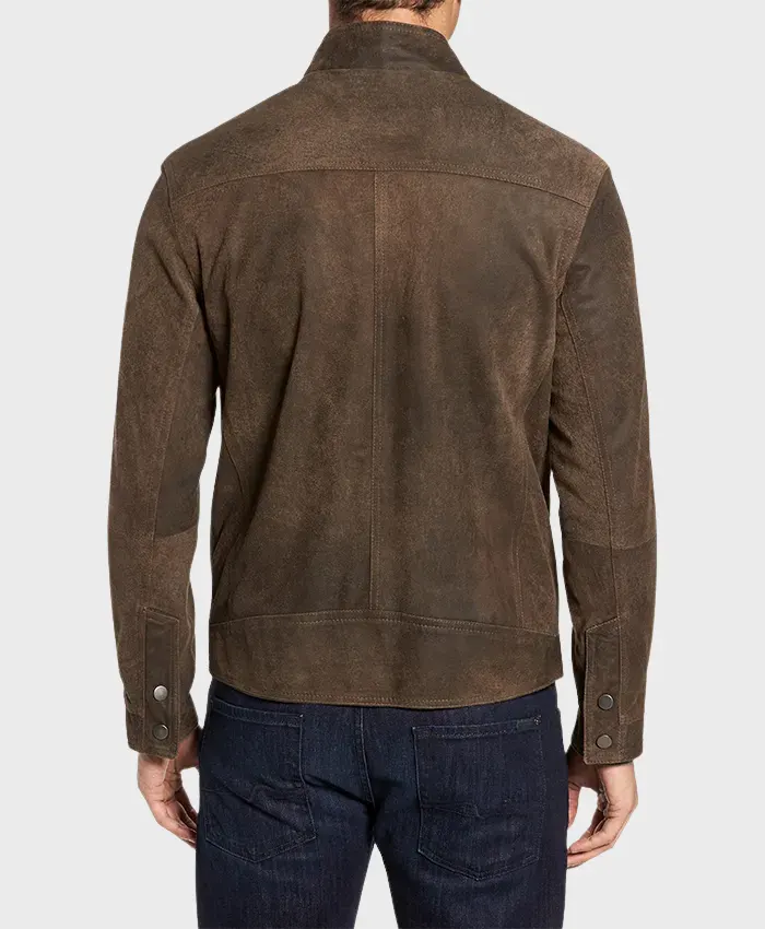 Jimmy Mens Suede Biker Jacket Back