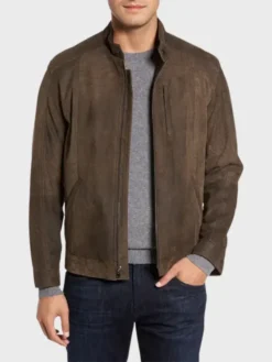 Jimmy Mens Suede Biker Jacket Front