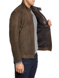 Jimmy Mens Suede Biker Jacket Side