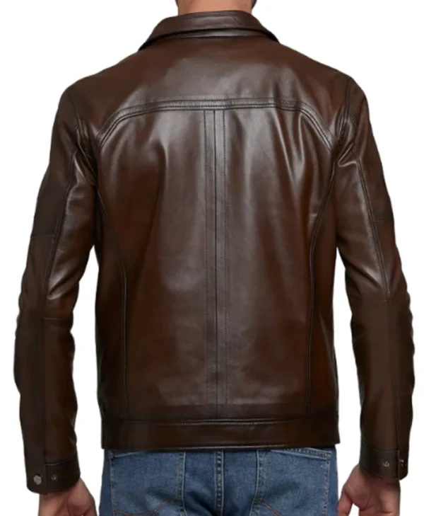 Jimmy Stylish Cowboy Leather Jacket Back