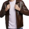 Jimmy Stylish Cowboy Leather Jacket Collar