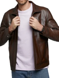 Jimmy Stylish Cowboy Leather Jacket Collar
