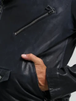 Johnny Leather Mens Vintage Jacket Pockets