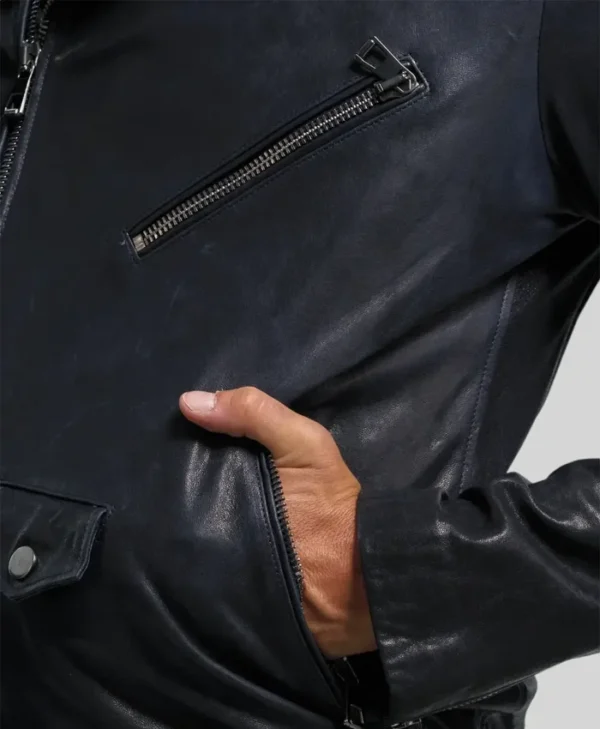 Johnny Leather Mens Vintage Jacket Pockets